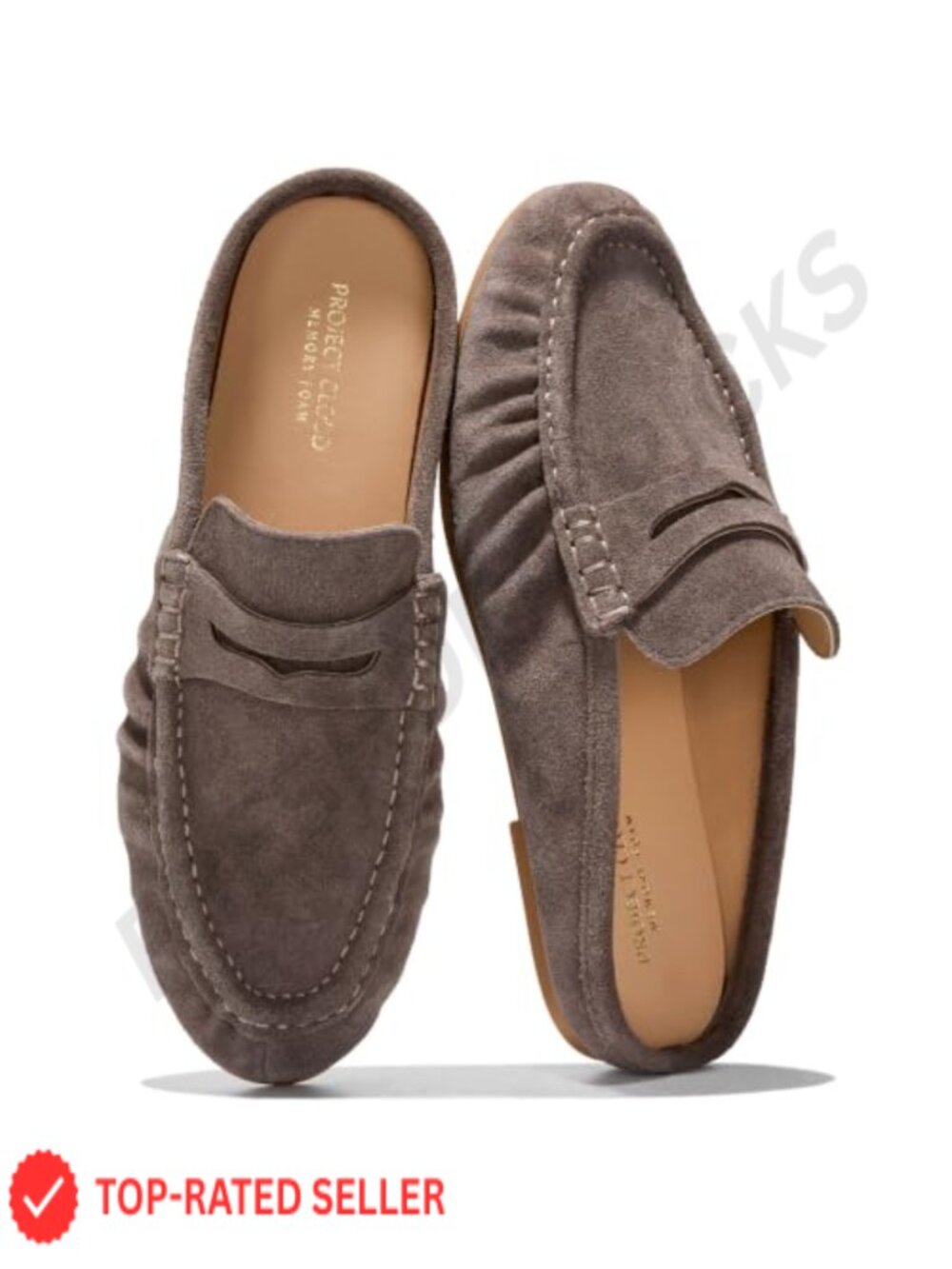 Penny Loafers for Women Mule Genuine Suede Leather Backless Slip-On Flats